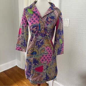 Hinson‎ Wu Colorful Paisley Print Women's Shirt Dress